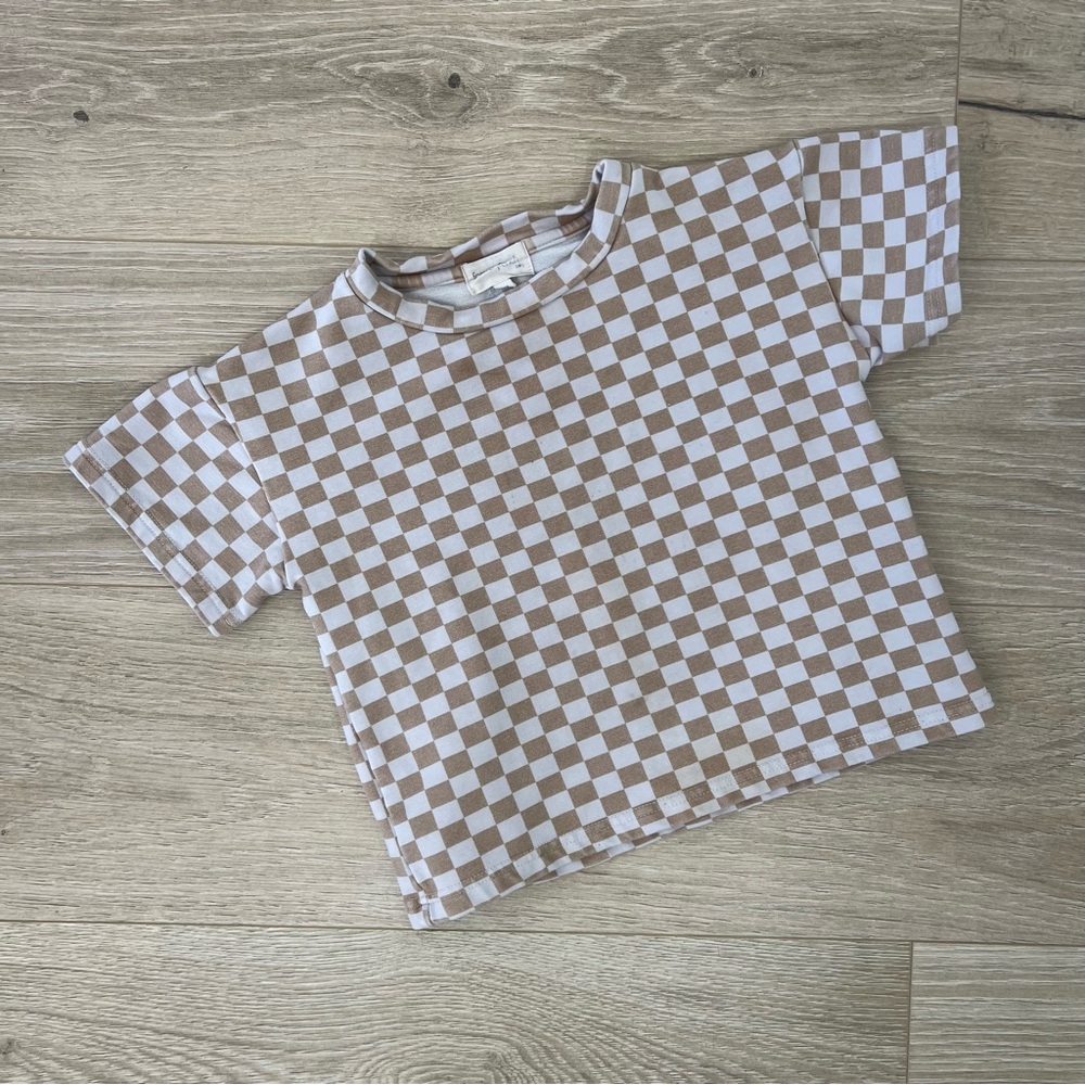 Forever French Tan Checked Short Sleeve